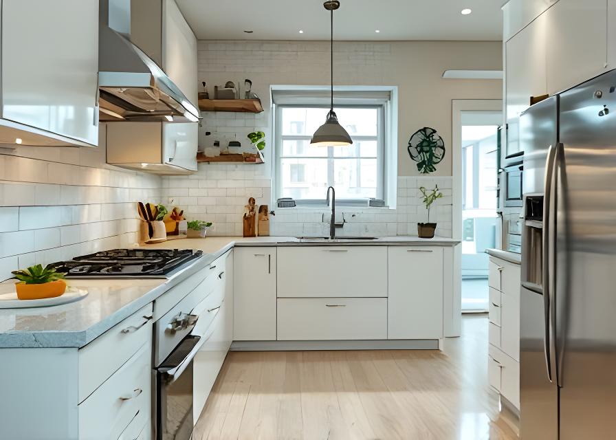 Bright New York apartment cleaned from top to bottom with polished kitchen surfaces and fresh natural light