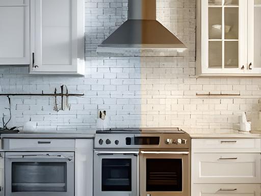 Split view of a New York kitchen before and after a detailed deep clean with shiny counters and clear surfaces