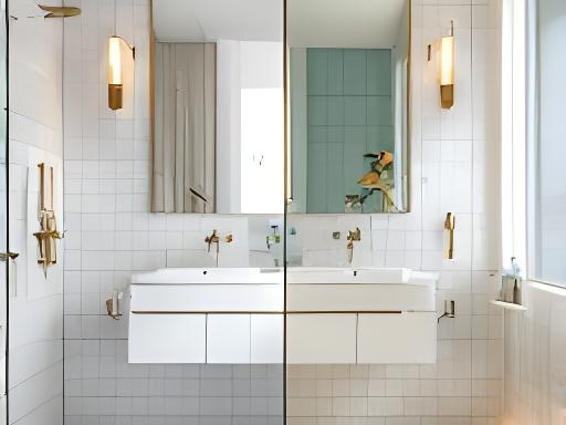 Bathroom surfaces in a Manhattan apartment restored after a detailed cleaning with polished tile and mirror